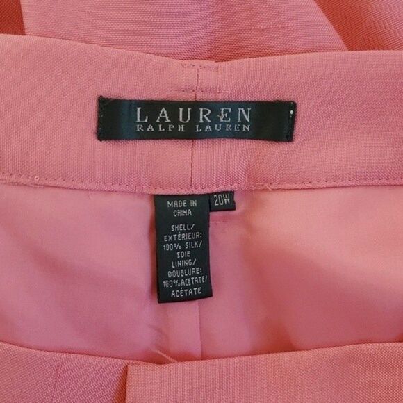 LAUREN RALPH LAUREN WOMAN SILK SUNSET CORAL PANTS PLUS 20W FLAWS - Picture 4 of 16